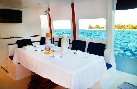 4.2_c6bo-voyage-plongee-madagascar-croisiere-archipel-radames-iles-mitsio-bateau-diving-cattitude-salon-catamaran-moteur-petit-dejeuner